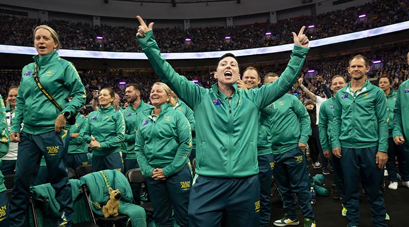 Invictus Games 2025 Team Australia celebrate at the Opening Ceremony of the Invictus Games Vancouver Whistler 2025 at BC Place Stadium in Vancouver, Canada. Photo by Flight Sergeant Christopher Dickson.