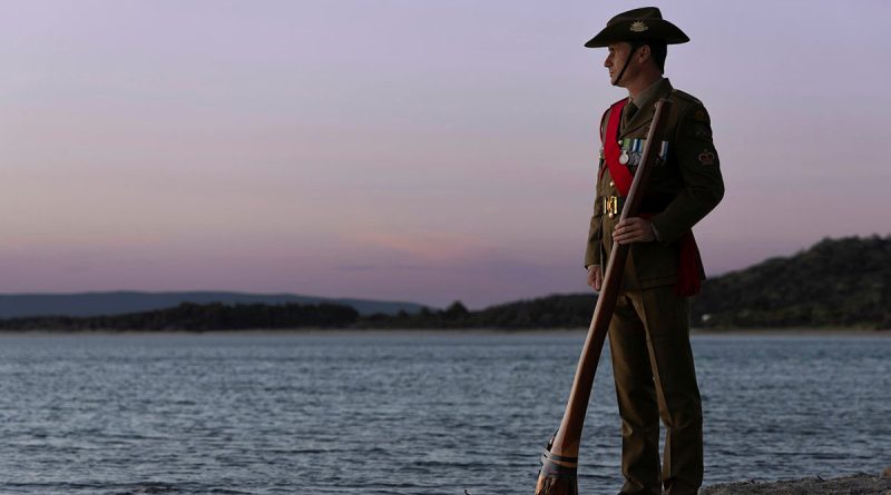 Anzac Day didgeridoo player, Australian Army Warrant Officer Class Two Lachlan Youll at Anzac Cove on the Gallipoli Peninsula, Turkiye. Story by Flight Lieutenant Vernon Pather. Photos by Flight Lieutenant Vernon Pather. Leading Seaman Susan Mossop.