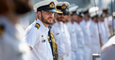 Lieutenant Commander Kieran Davis was awarded a Conspicuous Service Medal for his work on board HMAS Toowoomba. Story by Corporal Luke Bellman. Photo by Leading Seaman Ernesto Sanchez.