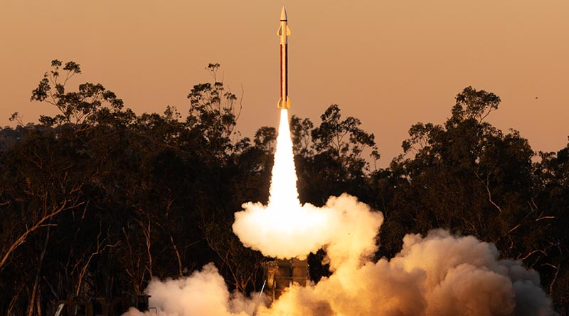 A Japanese Ground Self Defence Force Chū-SAM Medium-Range Surface-to-Air Missile system fires during a combined joint live-fire exercise at Shoalwater Bay Training Area as part of Exercise Talisman Sabre 2025. Photo by Leading Seaman Susan Mossop.