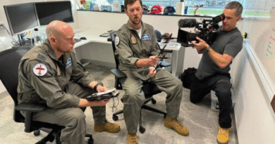 Flight Lieutenant Bryce Martin, left, and Flight Lieutenant Justin Hayter, right, during filming of the documentary, Australian Roulette. Story and photos by Flight Lieutenant Greg Hinks.