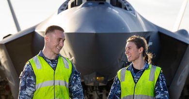 Royal Australian Air Force Avionics Technicians, Leading Aircraftwoman Rosalia Frichot and Aircraftman Izaak Mazurek during Exercise Bushido Guardian 2025, Misawa Air Base, Japan. Photo by Leading Aircraftwoman Paris Rigney.
