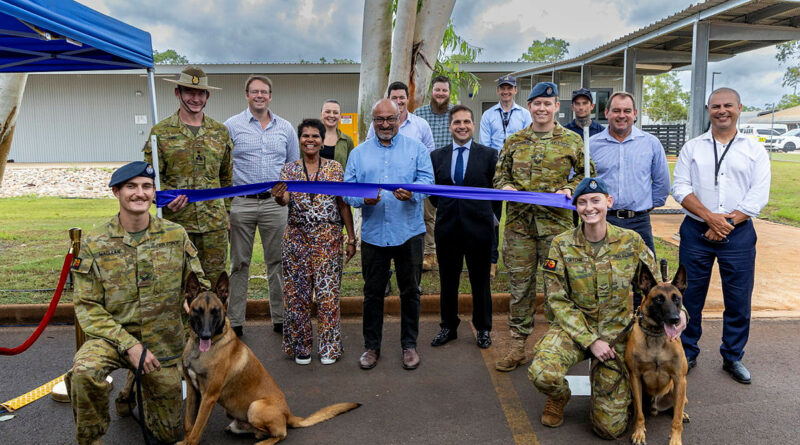 Assistant Minister for Defence Peter Khalil cuts the ribbon at the opening of the state-of-the-art military working dog facility at RAAF Base Tindal, Northern Territory. Story by Flight Lieutenant Kayla Walliss. Photos by Leading Aircraftwoman Halley Van Essen.