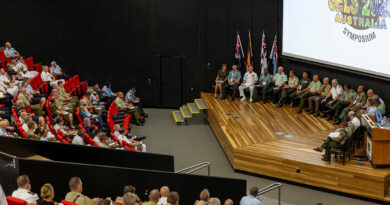 International senior enlisted leaders held a panel discussion during the Senior Enlisted Leader Symposium at the Australian Defence Force Academy. Story and photos by Corporal Michael Rogers.