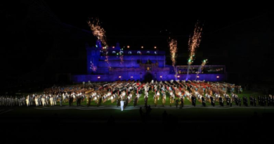 Participating members of the Royal Edinburgh Military Tattoo perform during the 2019 event in Sydney. Story by Major Carolyn Barnett. Photo: byLeading Seaman Ernesto Sanchez.