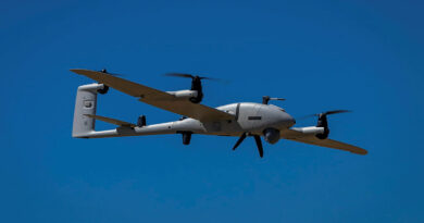 One of Army's new Quantum Systems Vector AI uncrewed aerial systems in flight. Story by Major Jesse Robilliard. Photos by Private Sera Mar