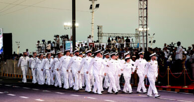 HMAS Warramunga ships company during the International Fleet Review City Parade at Ramakrishna Beach, Vishakhapatnam, India. Story by Sub Lieutenant Keigan Gunther. Photos by Leading Seaman Abdus Chowdhury.