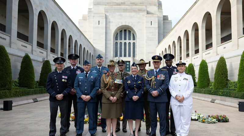 International space chiefs, representatives and senior enlisted officers attend the Last Post Ceremony at the Australian War Memorial. Story by Samantha Cooper. Photo by Leading Aircraftwoman Maddison Scott.