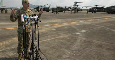 Commanding General of America’s First Corps Lieutenant General Matthew McFarlane speaks in Thailand during the multinational Exercise, Cobra Gold. Story and photo by Captain Charles Miranda,