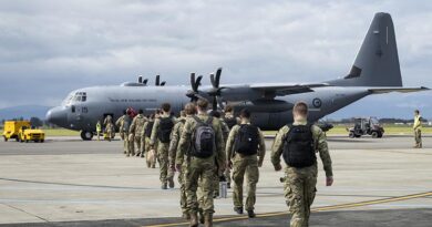 NZ Army Troops deploy to South Korea via C-130J from RNZAF Base Ohakea. RNZDF photo.