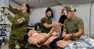 Aviators from 1 Expeditionary Health Squadron and 94 Wing conduct a surgical scenario as part of the JP2060-3 equipment validation inside a Role 2 Field Hospital mission system during Exercise Stoic Gauntlet 2026. Story by Flight Lieutenant Kat Thomasson. Photos by Leading Aircraftman Campbell Latch.