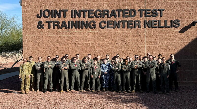 RAAF and United States Air Force personnel at Nellis Air Force Base during a synthetic training exercise.
