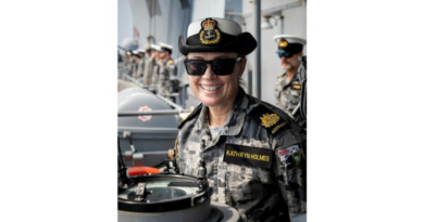 Command Warrant Officer Kathryn Holmes on the bridge wing of HMAS Warramunga's during regional presence deployment. Story by Sub-Lieutenant Keigan Gunther. Photo by Leading Seaman Abdus Chowdhury.