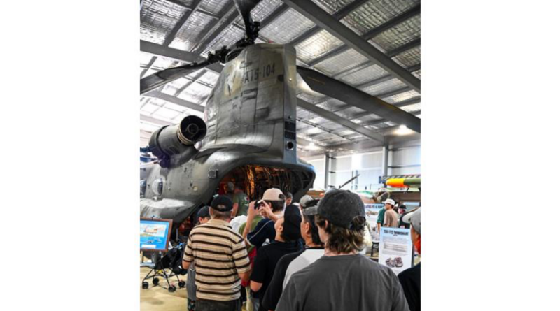 Members of the community get up close to a CH-47D Chinook helicopter on display at the Australian Army Flying Museum, Oakey, Queensland. Story and photos by Major Carolyn Barnett.