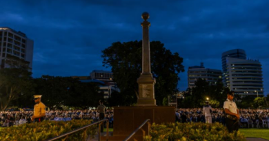 ADF personnel form a catafalque party for an Anzac Day dawn service in Darwin City. Story by Captain Nicholas Marquis. Photo by Corporal Gregory Scott.