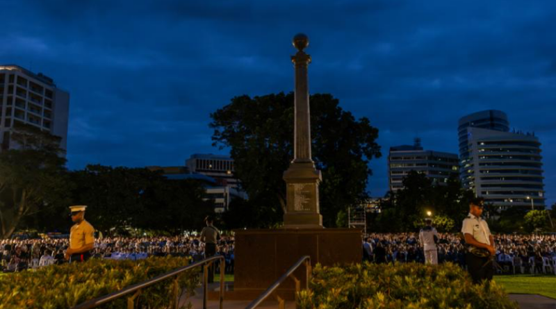 ADF personnel form a catafalque party for an Anzac Day dawn service in Darwin City. Story by Captain Nicholas Marquis. Photo by Corporal Gregory Scott.