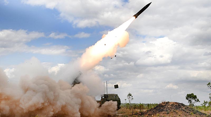 Australian High Mobility Artillery Rocket System (HIMARS) fires Precision Strike Missile (PrSM) (Credit: Australian Department of Defence – via Lockheed Martin)