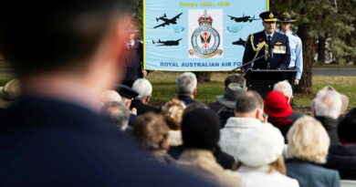 Air Vice-Marshal John Haly gives an address during the Bomber Command ceremony held at the Australian War Memorial in Canberra. Story by Flying Officer Alexandra DeValentin. Photos by Sergeant David Said.
