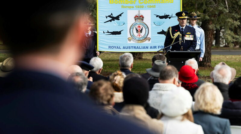 Air Vice-Marshal John Haly gives an address during the Bomber Command ceremony held at the Australian War Memorial in Canberra. Story by Flying Officer Alexandra DeValentin. Photos by Sergeant David Said.