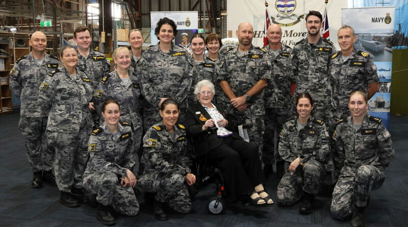 HMAS Moreton hosts a 100th birthday celebration for World War II veteran Doris Fay Royle. Story by Lieutenant Michael Wilson. Photos by Warrant Officer Shane Cameron.