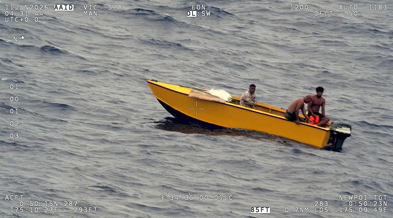 Fijian fishermen in trouble at sea are found by a Royal New Zealand Air Force Poseidon. NZDF photo supplied.