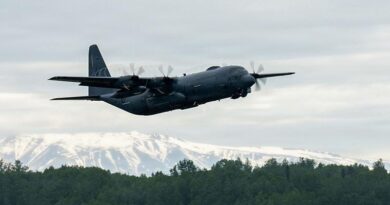 A Royal New Zealand Air Force C-130J Super Hercules takes off from Joint Base Elmendorf-Richardson, Alaska, during Exercise Red Flag-Alaska 26-2. US Air Force photo by Senior Airman Owen Daives.