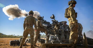 Soldiers from 1st Regiment, Royal Australian Artillery, operate an M777A2 howitzer during a live-fire mission on Exercise Diamond Dagger at Shoalwater Bay Training Area, Queensland. Story by Corporal Michael Rogers. Photos by Corporal Jason Slape.