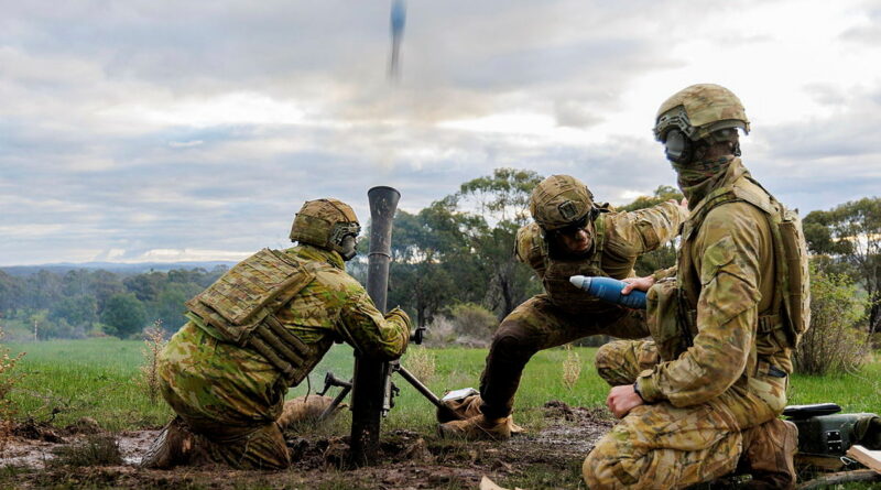 Australian soldiers fire off a practise mortar round as part of a mortar concentration activity at Puckapunyal Military Area. Story by Tim Klingner. Photos by Private Sera Mar.