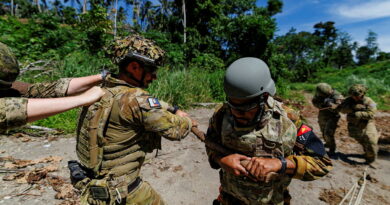 Explosive ordnance technicians from the Australian Army, PNG Defence Force and Canadian Armed Forces prepare to remotely move explosive ordnance during Operation Render Safe in East New Britain, PNG. Story by Captain Annie Richardson. Photo by Sergeant Andrew Sleeman.