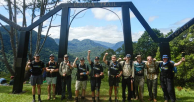 Air Force personnel celebrate at the Ower’s Corner Kokoda Track monument, Papua New Guinea. Story by Taster Murdoch.