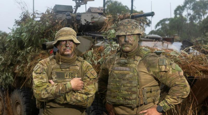 Australian Army officer Captain Ian Eagle and New Zealand Defence Force soldier Lance Corporal Aaron Marinus during Exercise Southern Jackaroo at Townsville Field Training Area. Photo by Private Alli Craig.