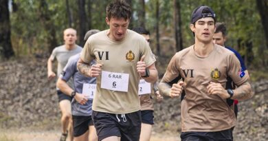 Private Ethan Takac runs ahead of other soldiers up Enoggera Hill during the annual 7th Brigade ‘King of the Hill’ endurance challenge. Photo by Captain Tadek Markowski.