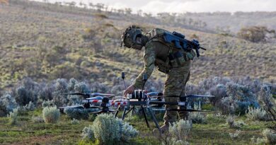 A 5th/7th Battalion, Royal Australian Regiment, soldier conduct prepares a drone for a training flight during Exercise Black Prince, at Cultana Training Area, South Australia. Photo by Private Jonnathan Kabamba.