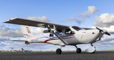 JabX autonomous aircraft on the tarmac at Archerfield, Queensland, before a Project Camel Train test flight. Photo by Leading Aircraftwoman Aiesha White-Kratz.