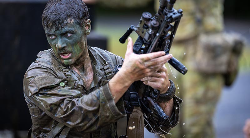 An Australian soldier participates in the Jungle Warfighter Exercise run by the Jungle Training Wing in Tully, north Queensland, June 2026. Photo by Rodney Braithwaite.