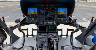 The cockpit of an EC135 Juno helicopter at the School of Army Aviation at Oakey, Queensland. Photo by Bradley Richardson.
