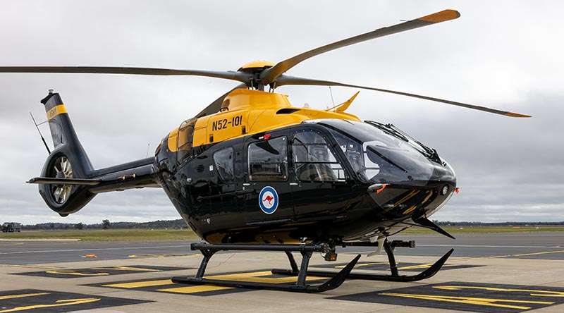 An EC135 Juno helicopter at the School of Army Aviation at Oakey, Queensland. Photo by Bradley Richardson.