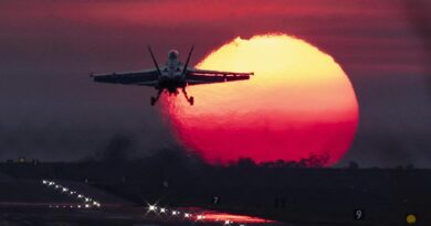 A Royal Australian Air Force F/A-18F Super Hornet lands at RAAF Base Darwin following an Exercise Pitch Black 26 sortie. Photo by Warrant Officer Ricky Fuller.