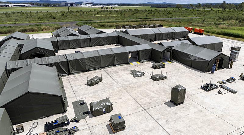 A Role 2 Field Hospital mission system during Exercise Stoic Gauntlet 2026 at RAAF Base Amberley, Queensland. Photo by Leading Aircraftman Campbell Latch.