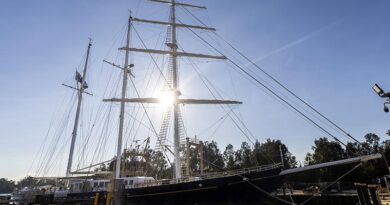 STS Young Endeavour II alongside Birdon Shipyard at Port Macquarie, New South Wales. Photo by Able Seaman Jayden Fahy.