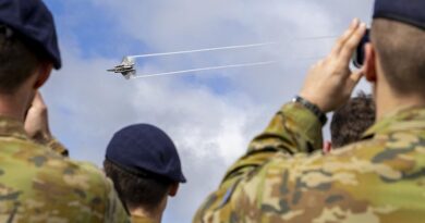 A Royal Australian Air Force F-35A Lightning II performs an aerial display during the RAAF School of Technical Training visit day, at RAAF Base Wagga, NSW. Photo by Leading Aircraftman Jakob Reid.