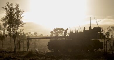 Soldiers from the 4th Regiment, Royal Australian Artillery, prepare the AS9 Huntsman Self-Propelled Howitzer for a live-fire serial during Exercise Pozieres Run, at Townsville Field Training Area, Queensland. Photo by Corporal Caitlyn Davill.