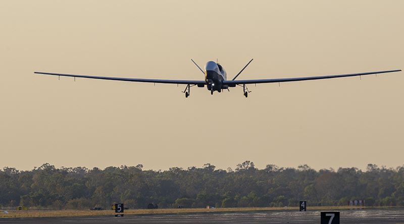 A Royal Australian Air Force MQ-4C Triton takes off from RAAF Base Tindal. Photo by Aircraftman Ashley Onslow.