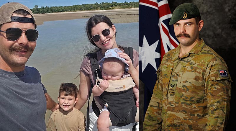 Corporal Brendan Hannam, and family. Images supplied by Defence.