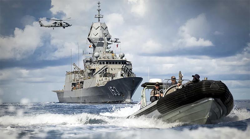 HMAS Stuart conducts maritime training operations in the South China Sea as part of a regional presence deployment. Photo by Petty Officer Matthew Lyall.