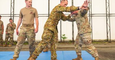 Australian Army Lieutenant Sean Payne from the 1st Australian Division takes part in a Military Police subject-matter expert exchange with the Japan Ground Self-Defense Force and the United States Army during Exercise Orient Shield 26 at Camp Higashi-Chitose, Japan. Photo by Captain Brodie Cross.