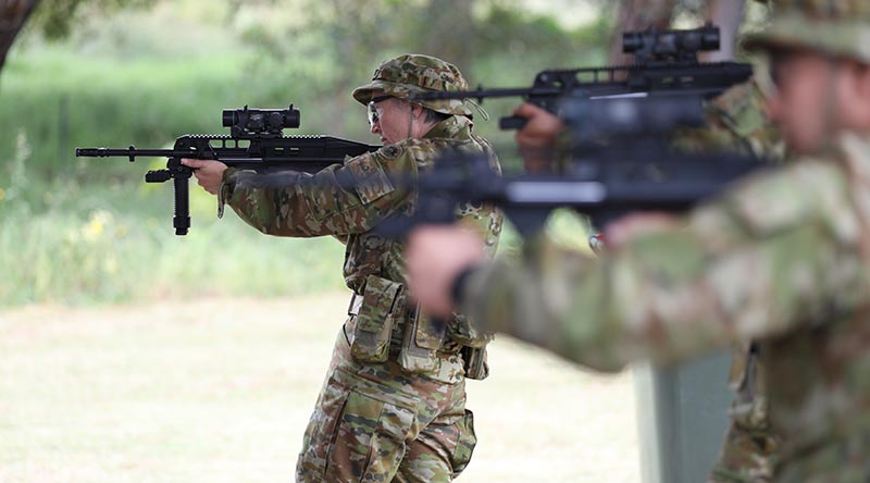 Australian Army trainee officers on a specialist service officer course conduct weapon familiarisation training at Irwin Barracks, Karrakatta, Western Australia. Photo by Sergeant Gary Dixon.